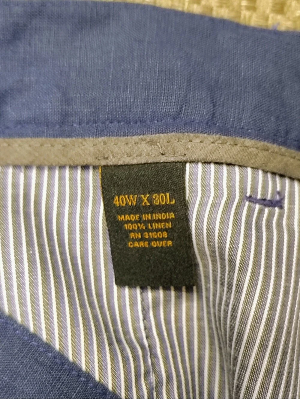 Jos A Bank Reserve Linen Pants Mens 40x30 Navy Blue Flat Front Slacks 40W 30L NW